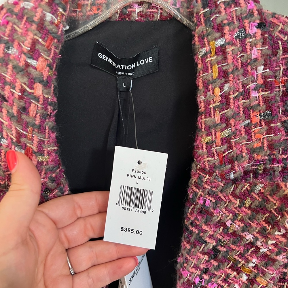 Generation Love Pink Blazer with Tweed Accents